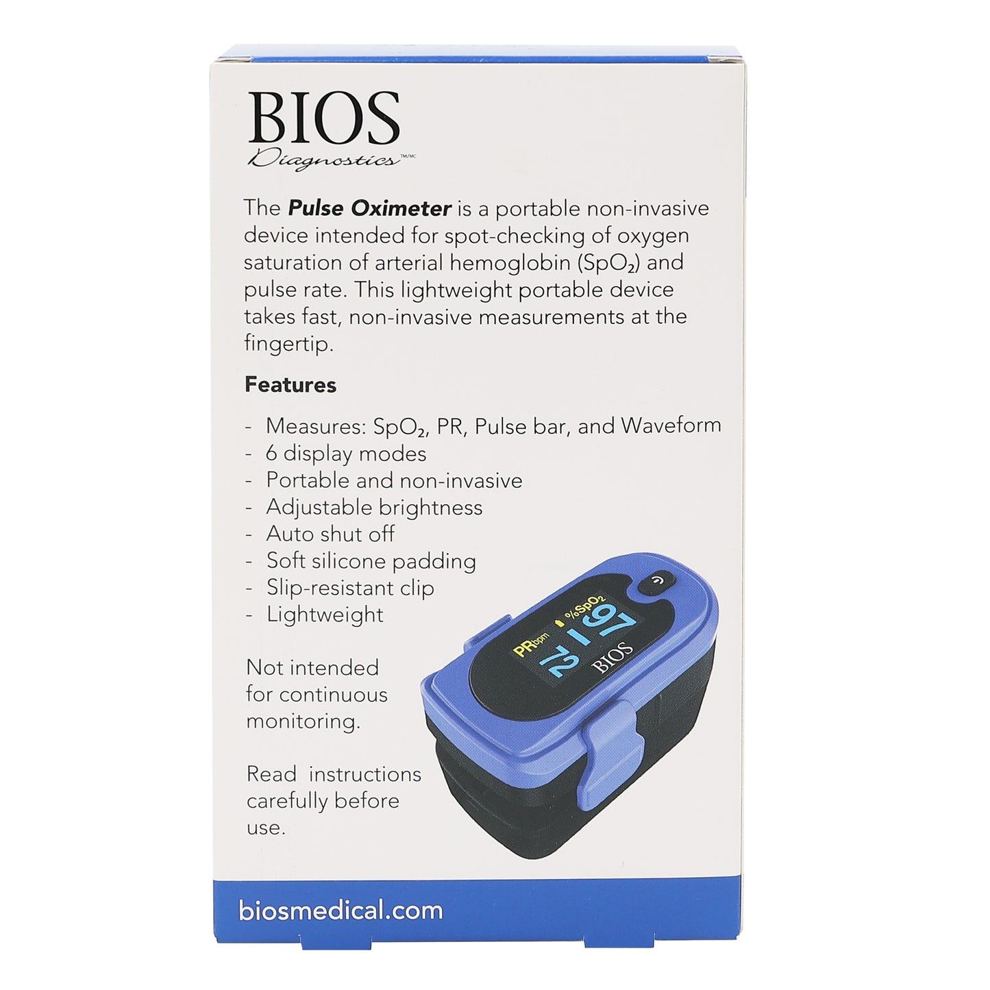 Fingertip Pulse Oximeter package back