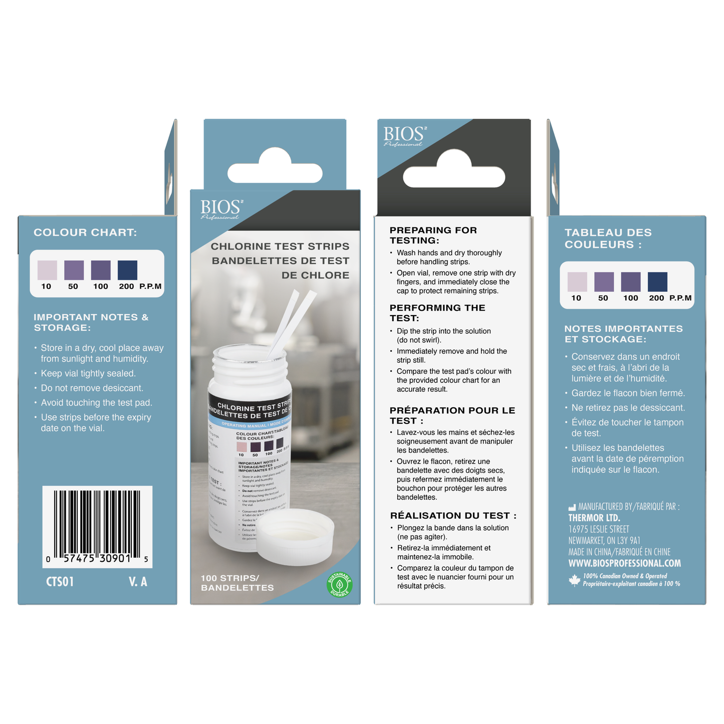 Bandelettes de test de chlore