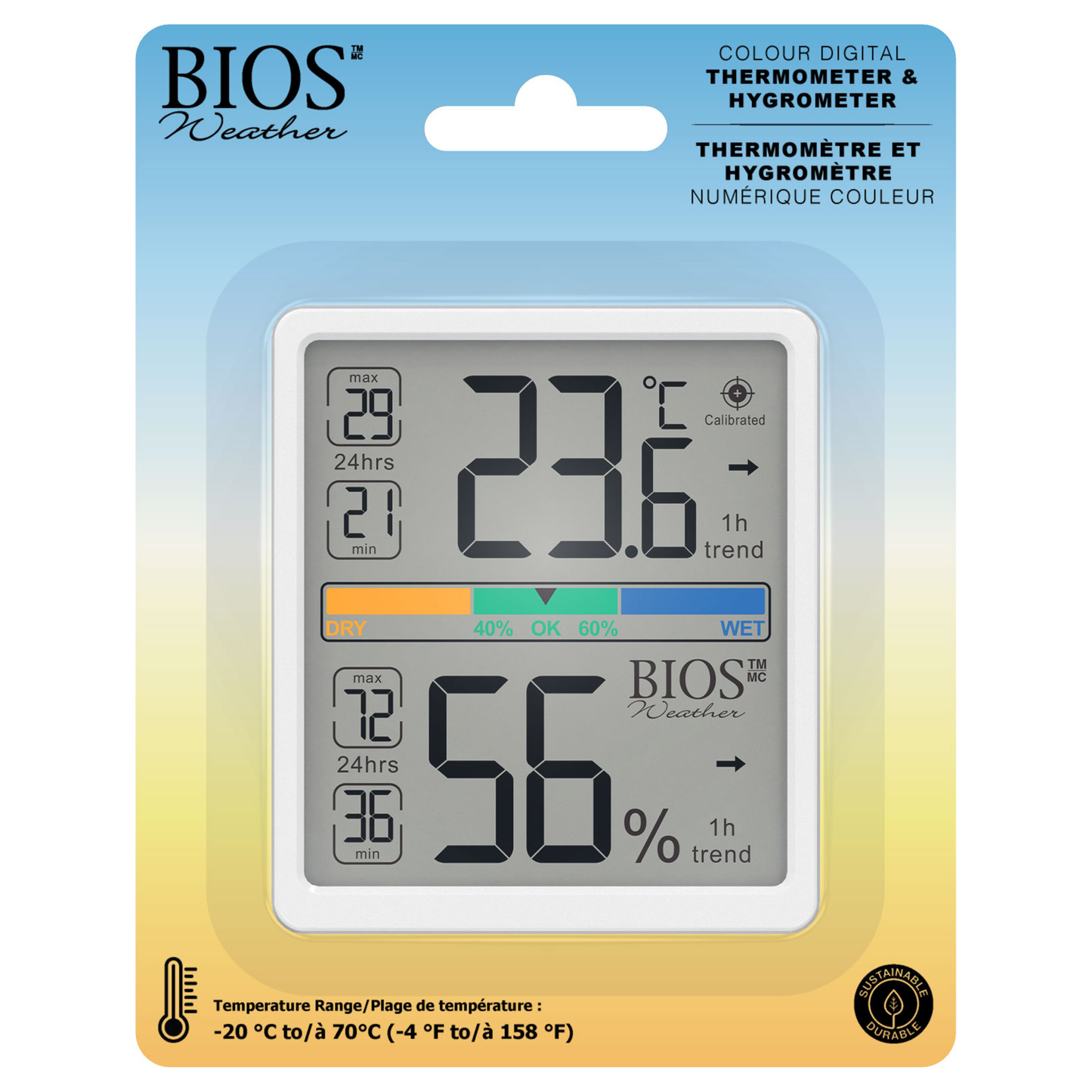 Thermomètre et hygromètre numérique couleur