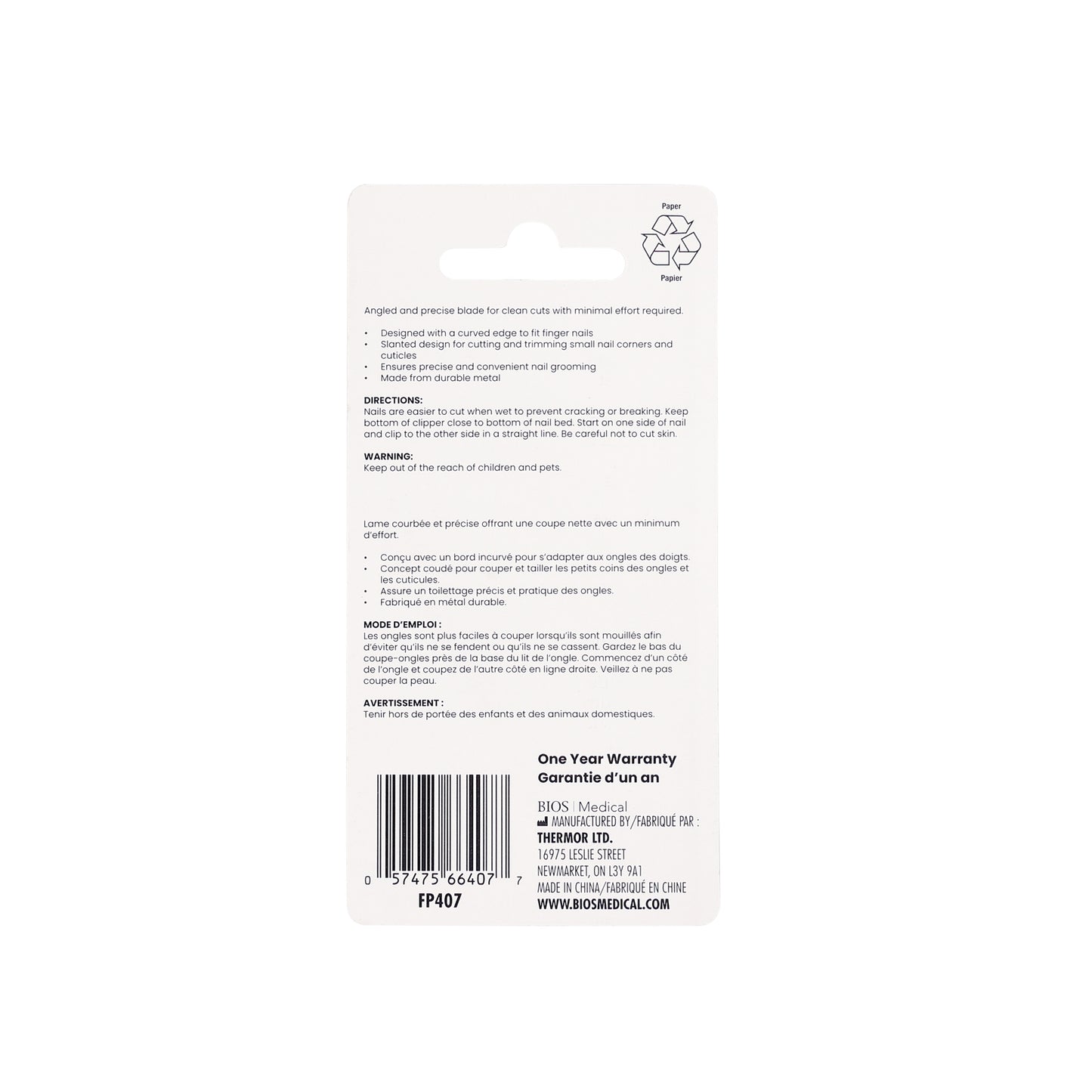 Angled Nail Clipper package back