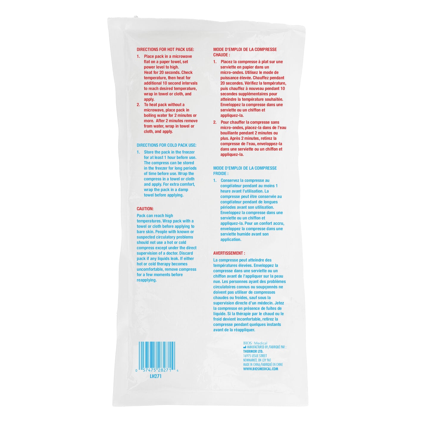 Réutilisable Compresse de gel froid et chaud