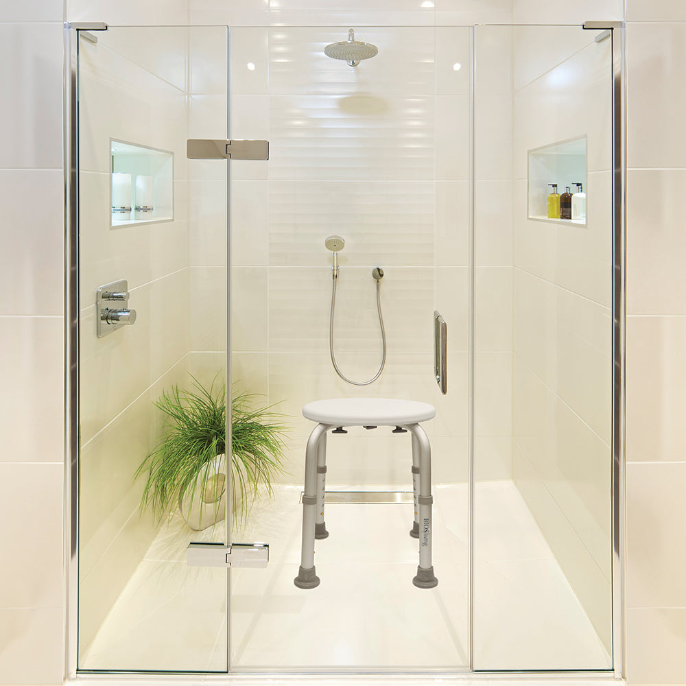 Adjustable Bath and Shower Stool in a shower stale